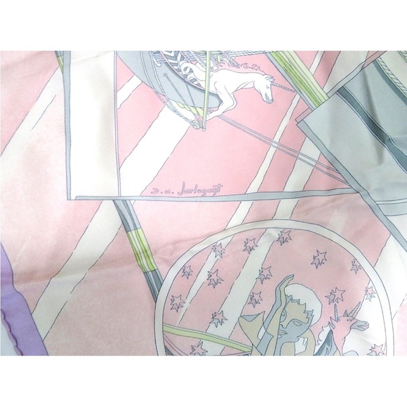 Hermes Pink and Green Geometric Scarf - Picture 8 of 12